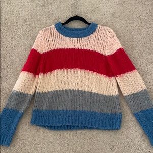 Aqua striped rainbow sweater